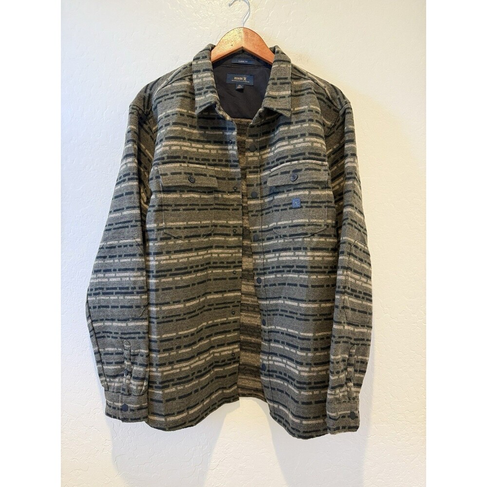 NWT Men's Roark Nordsman Jacquard Flannel XL Military Green Snap Shirt Jacket